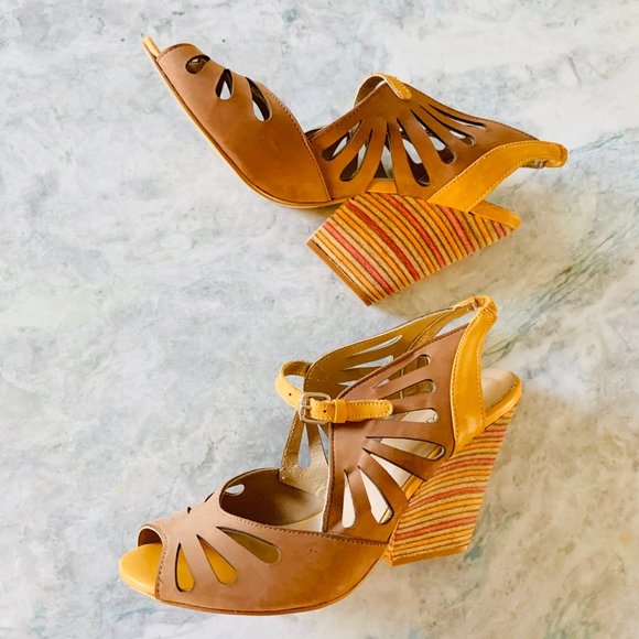 ❌Sold❌ Anthropologie Kiva Leather Cutout Wedges - Picture 6 of 13